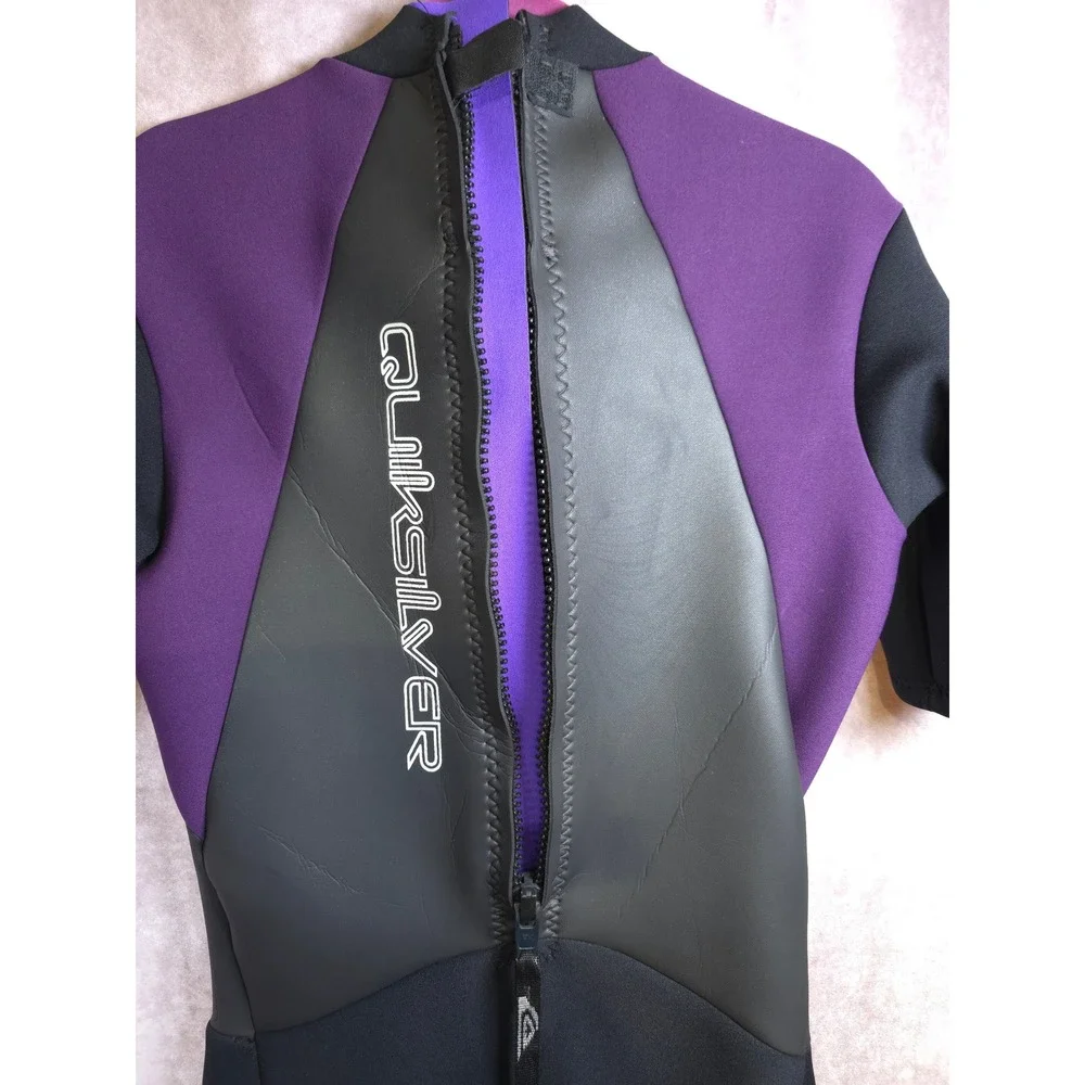 Quiksilver Shorty Wetsuit Purple Black‎ Short Sleeve Size L